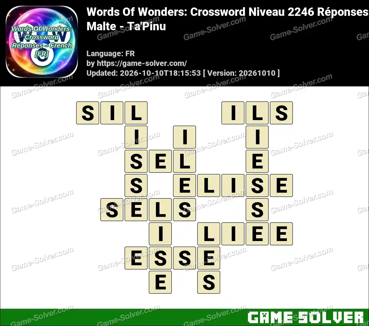 Words Of Wonders: Crossword Niveau 2246 Réponses – Malte – Ta’Pinu
